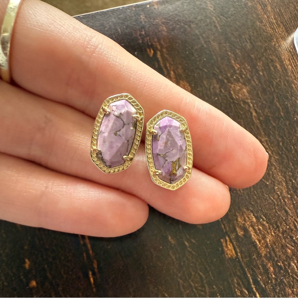 Kendra Scott Purple and Gold Emilie Stud Earrings